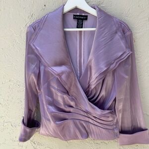 Cachet Shimmering Lavender Wrap Top